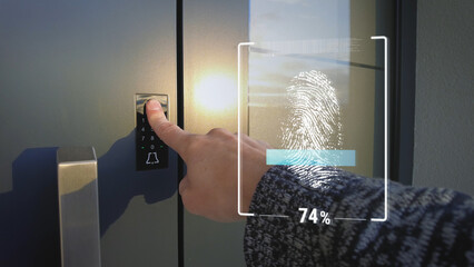 Fingerprint scan for Unlock main door and Access to a smart house. security access control...