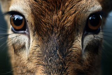 Close up of face of wild deer