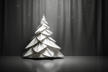 Minimalist Christmas Tree in Monochrome, Embracing Simplicity and Modern Aesthetics, Abstract Symmetry, and Artistic Illumination