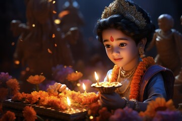 Krishna religion. depth and spirituality of krishna's religion: a journey into the world of hinduism, devotion, and the divine lord's influence on faith and culture. - obrazy, fototapety, plakaty