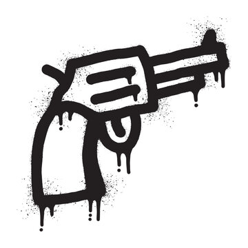 Gun graffiti with black spray paint