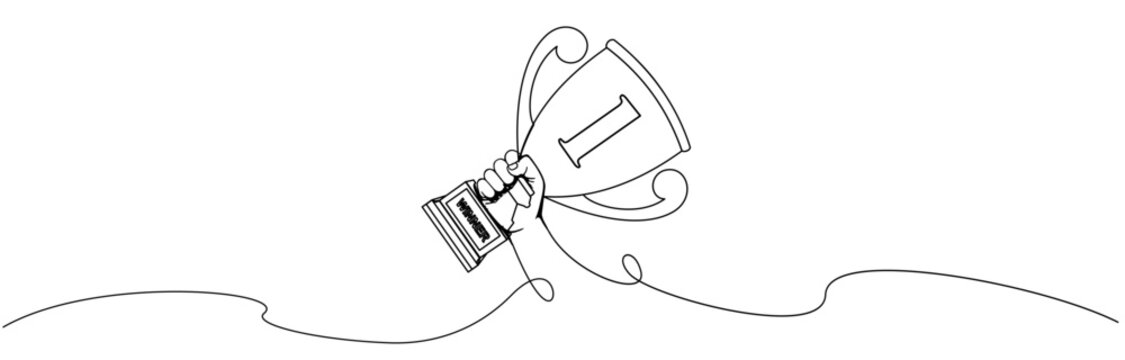 recommend clip art: line art of hand holding champion trophy