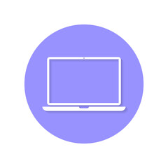 Laptop computer icon with shadow. Notebook symbol vector