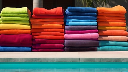 Vibrant Layers: A Stack of Colorful Towels