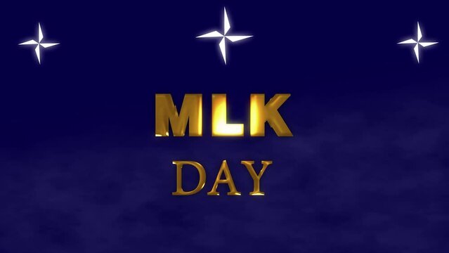 Martin Luther king Jr. day greeting animation, Happy Martin Luther King Jr Day animated text gold color perfect for your illustration needs, events, MLK day, etc. 4K footage.