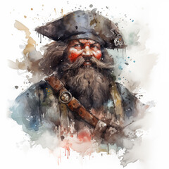 Swashbuckling Watercolor Painting Style Pirate