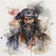 Swashbuckling Watercolor Painting Style Pirate