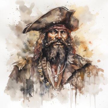 Swashbuckling Watercolor Painting Style Pirate