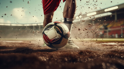 soccer player kicking a ball generative ai - Powered by Adobe