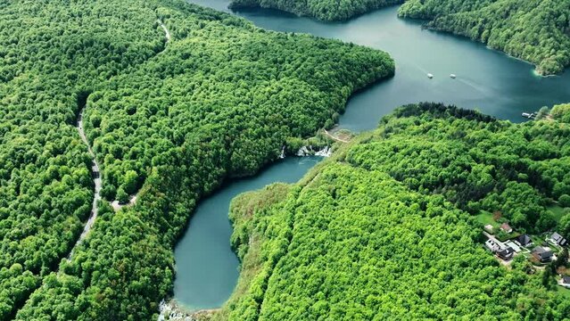 Waterfall in Plitvice Lakes in Croatia. Plitvice Lakes National Park in Croatia. Reserve Plitvice Lakes. A cascade of 16 lakes connected by waterfalls and a limestone canyon