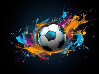 orange soccer ball with colourful swirls