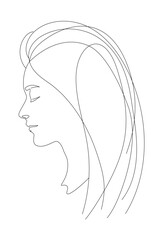 Woman and hairstyle, fashion concept, female beauty, vector illustration for beauty salon, advertising, contemporary art