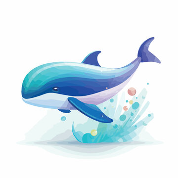 Whale in cartoon, doodle style. Isolated 2d vector illustration in logo, icon, sketch style, Eps 10. AI Generative