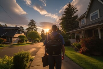 Golden Hour Delivery: Witness the Daily Routine of a Postal Worker as They Conclude Their Route at Sunset