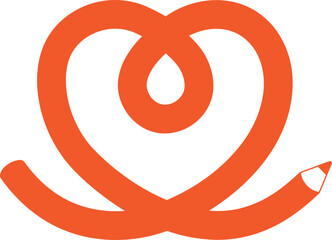 ハートの形をした赤い鉛筆