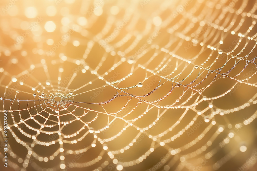 Poster macro spider nature net dew trap morning wet web water pattern