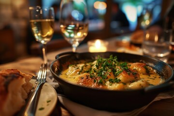 Gastronomic Delight: Friends Indulge in the Timeless Pleasures of a Traditional Bouchon, Where Lyon's Culinary Heritage Shines, and the Quenelle Takes Center Stage in a Gourmet Feast of Authenticity.
