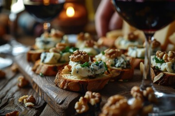 Sommelier's Palette: Unlocking the Secrets of Wine Tasting - A Culinary Extravaganza as Blue Cheese Finds Its Perfect Match in the Expertly Paired Wines.