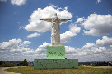 Castro Paraná Brazil Public statue of Christ on top of the hill on a sunny day PR Parana