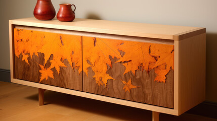 Autumn Elegance: Sideboard with Russet Leaves