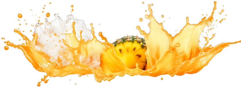 pineapple Slices and splash on transparent background 