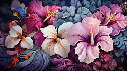 Bloom Oasis: Exotic Orchids and Hibiscus Delights