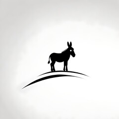 donkey vector-style logo art with Sharp lines and solid color