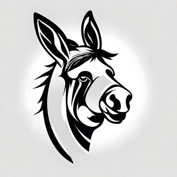 donkey vector-style logo art with Sharp lines and solid color