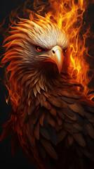 Wallpaper Phoenix digital illustration on black background. HD Background, Phone Wallpaper