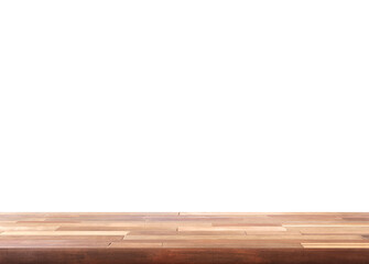 Empty wooden table  front view on a white background