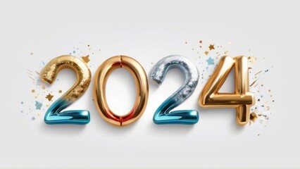 Happy new year 2024 white background 