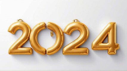 Happy new year 2024 white background 