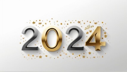 Happy new year 2024 white background 