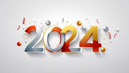 Happy new year 2024 white background 