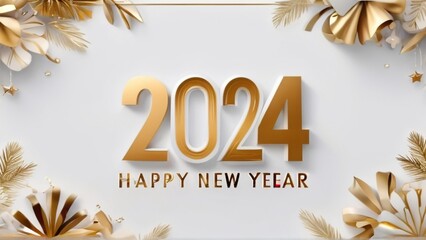 Happy new year 2024 white background 