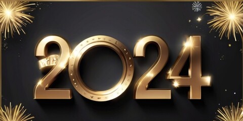 Happy new year 2024 gold 