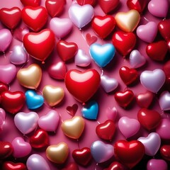 Lots of heart-shaped baloons. Valentine's day background
