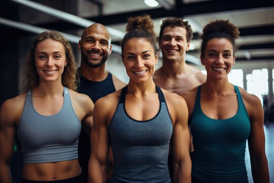 Four Gym Buddy Working Out At The Gym