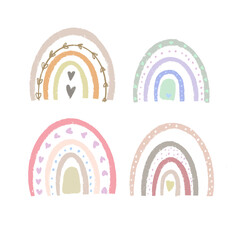 Hand draw rainbow in boho style 