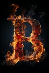 A flaming capital letter B in Serif font.