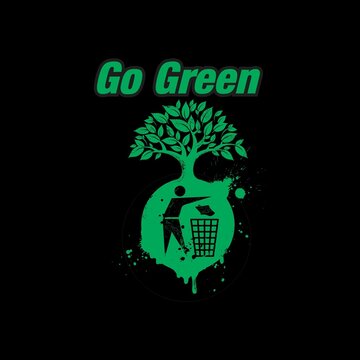 go green logo. Throw garbage in its place