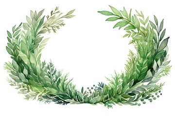 Obraz premium Christmas decor wreath made of Christmas tree branches isolated on white background. Winter spruce frame. Xmas and New Year holiday invitation card, print, banner with copy space