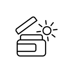 Sun screen outline icons, minimalist vector illustration ,simple transparent graphic element .Isolated on white background