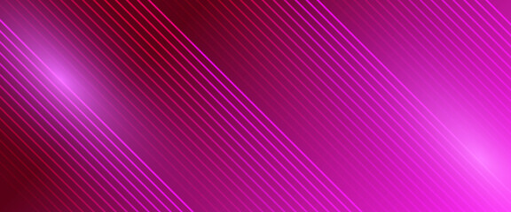 Pink and red vector glowing tech geometric 3D line modern abstract banner. Futuristic technology lines background design. Modern graphic element. Horizontal banner template