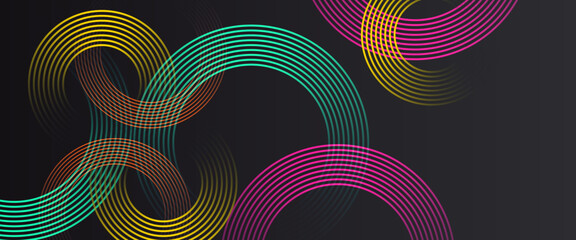 COColorful colourfulLOR vector glowing tech geometric 3D line modern abstract banner. Futuristic technology lines background design. Modern graphic element. Horizontal banner template