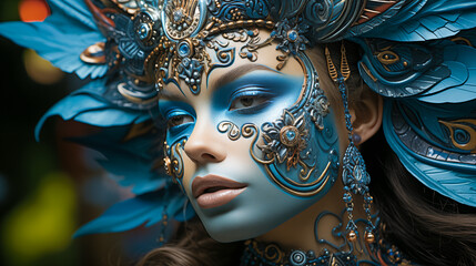 woman in the venetian carnival mask