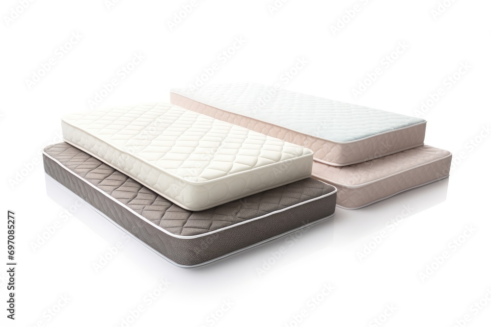 Poster Modern orthopedic mattresses on a white backdrop.