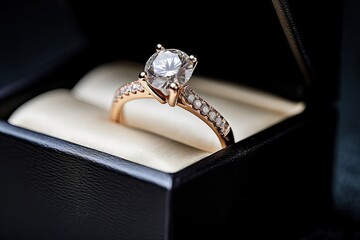 Isolated diamond ring in box.