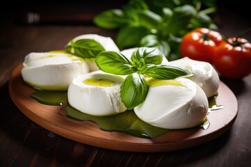 Focused on mozzarella and basil