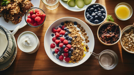 Food natural blueberry cereal granola snack breakfast healthy muesli dessert organic fruit